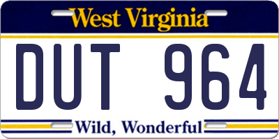 WV license plate DUT964