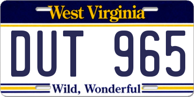 WV license plate DUT965
