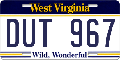 WV license plate DUT967