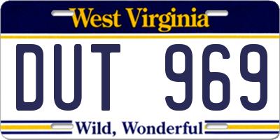 WV license plate DUT969