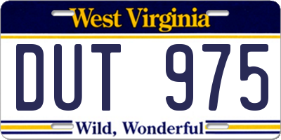 WV license plate DUT975