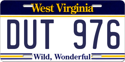 WV license plate DUT976