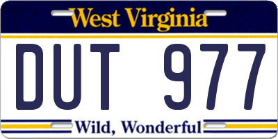 WV license plate DUT977