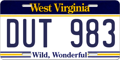 WV license plate DUT983