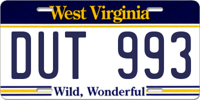 WV license plate DUT993