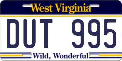 WV license plate DUT995