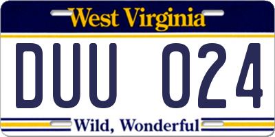 WV license plate DUU024