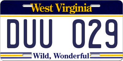 WV license plate DUU029