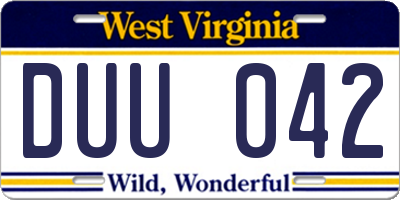 WV license plate DUU042