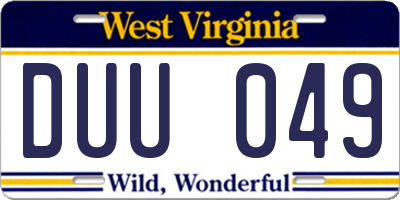 WV license plate DUU049