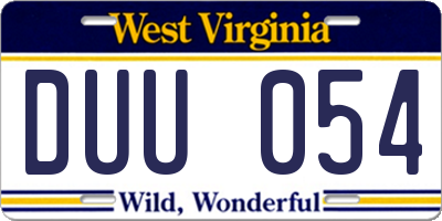WV license plate DUU054
