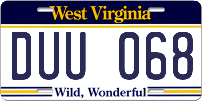 WV license plate DUU068