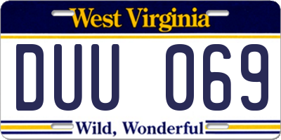 WV license plate DUU069