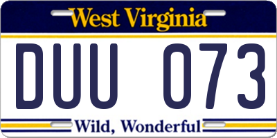 WV license plate DUU073