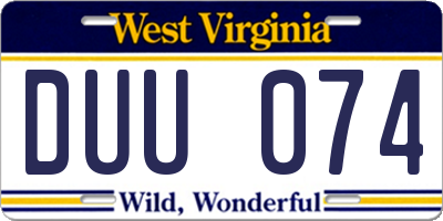 WV license plate DUU074