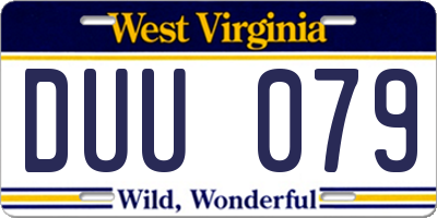 WV license plate DUU079