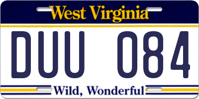 WV license plate DUU084