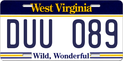 WV license plate DUU089