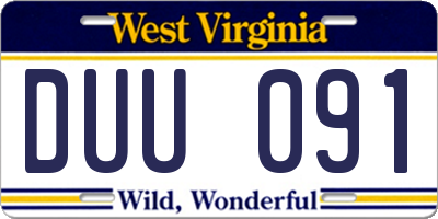 WV license plate DUU091