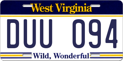 WV license plate DUU094
