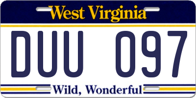 WV license plate DUU097