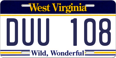 WV license plate DUU108