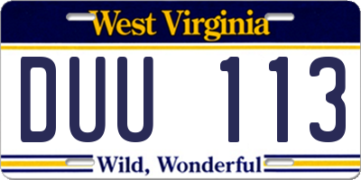 WV license plate DUU113