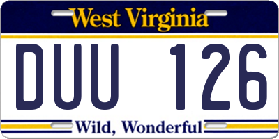 WV license plate DUU126