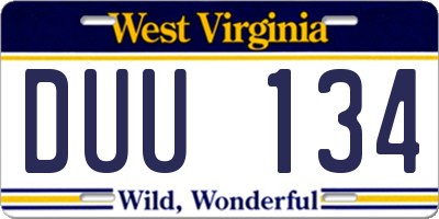 WV license plate DUU134