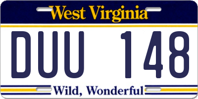 WV license plate DUU148