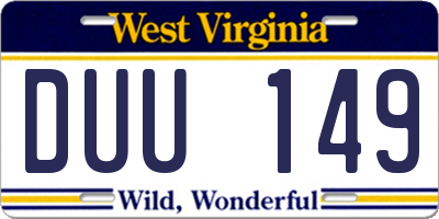 WV license plate DUU149