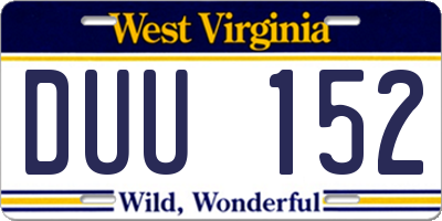 WV license plate DUU152