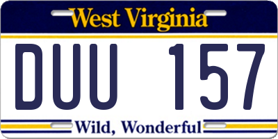 WV license plate DUU157