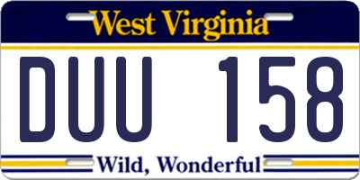 WV license plate DUU158