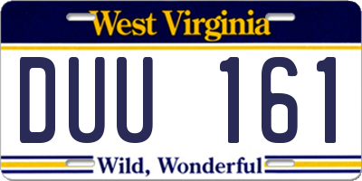 WV license plate DUU161
