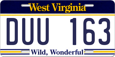 WV license plate DUU163
