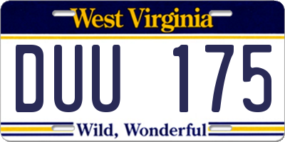 WV license plate DUU175