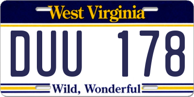 WV license plate DUU178