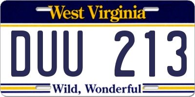 WV license plate DUU213