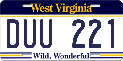 WV license plate DUU221