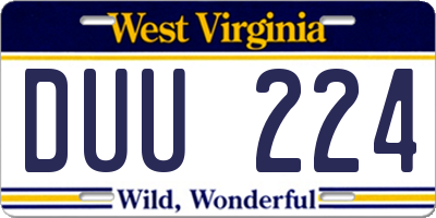 WV license plate DUU224