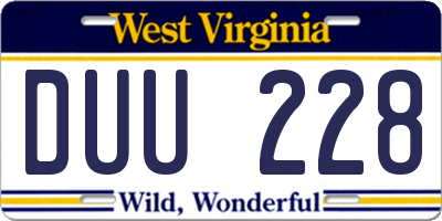 WV license plate DUU228