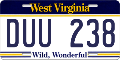 WV license plate DUU238