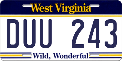 WV license plate DUU243