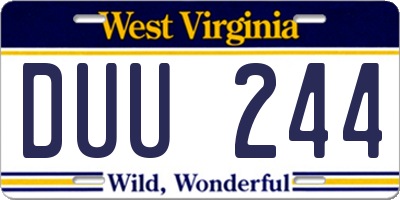 WV license plate DUU244