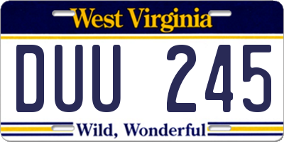 WV license plate DUU245