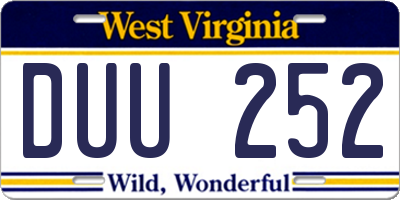 WV license plate DUU252