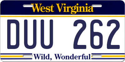 WV license plate DUU262