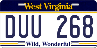 WV license plate DUU268