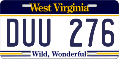 WV license plate DUU276